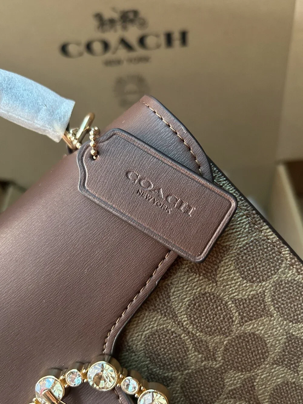 Coach crystal clasp square box bag